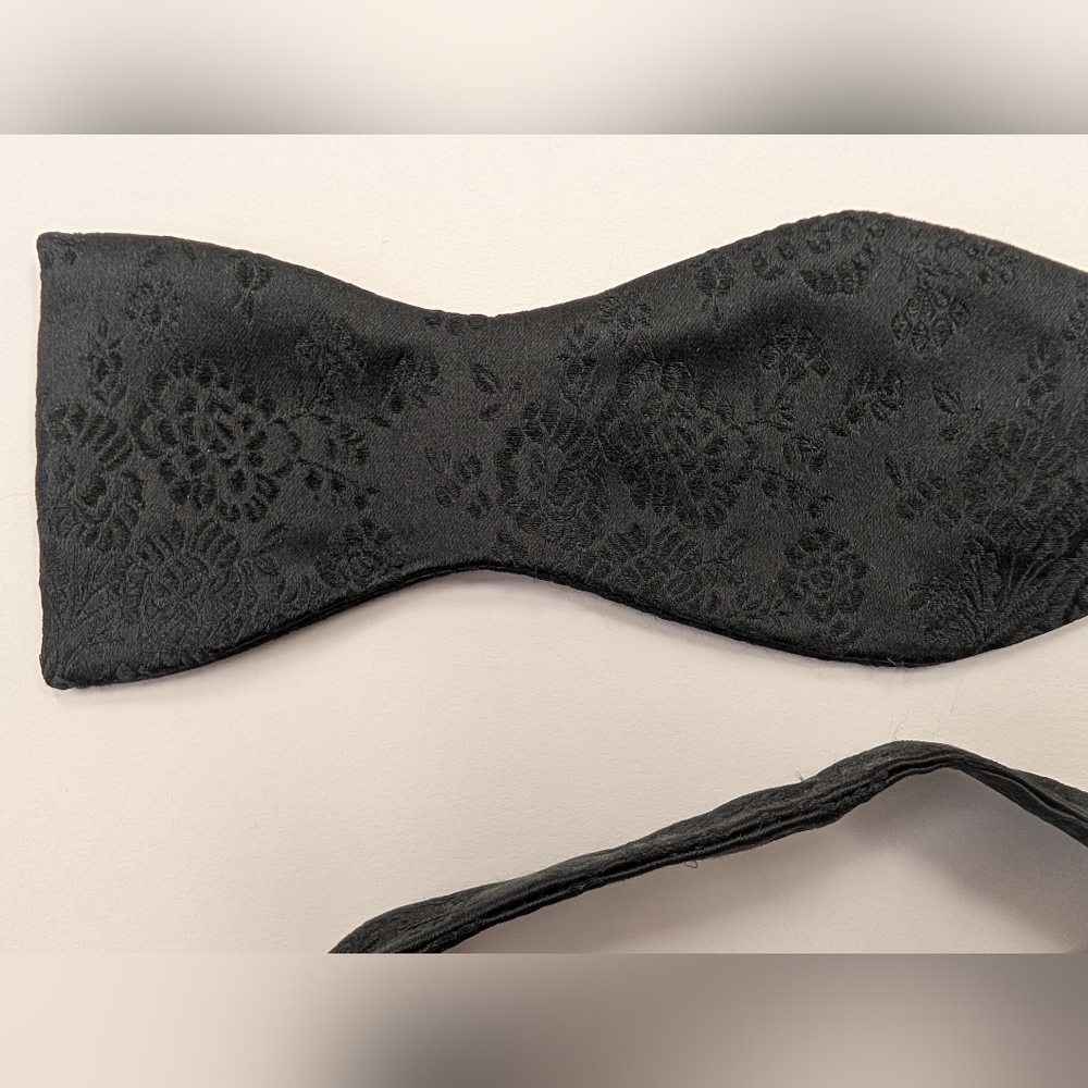 Duchamp Silk Brocade Black Bow Tie - Picture 2 of 4